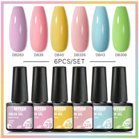 6Pcs/ Set Macaron Series Gel Nail Polish For Nails Glitter Nude Pink Blue Purple Hybrid Nail Art Gel Varnish Soak Off UV Gel Kit