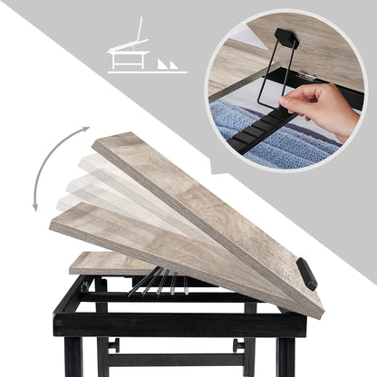 SONGMICS Laptop Desk for Bed or Sofa with Tilting Top, Breakfast Serving Tray with Folding Legs, Fits up to 15.6 Inches Screen