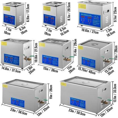 VEVOR Ultrasonic Cleaner 2L 3L 6L 10L 15L 22L 30L Digital Timer Stainless Steel Bath Jewelry Glasses Watch Cleaning Machine