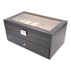Leather 6 Watch Box Jewelry Case 9 Piece Eyeglasses Storage Sunglass Glasses Display Drawer Lockable Case Organizer Black