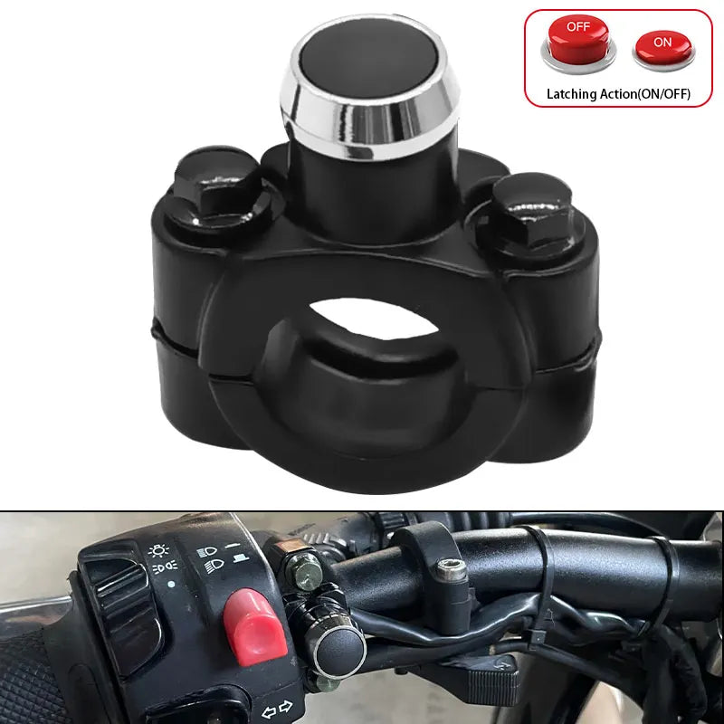 22mm 7/8" Handlebar Motorcycle Switch Self-locking ON OFF Button LED Lights Headlight fog lamp Switches For Cafe Racer Motorbike