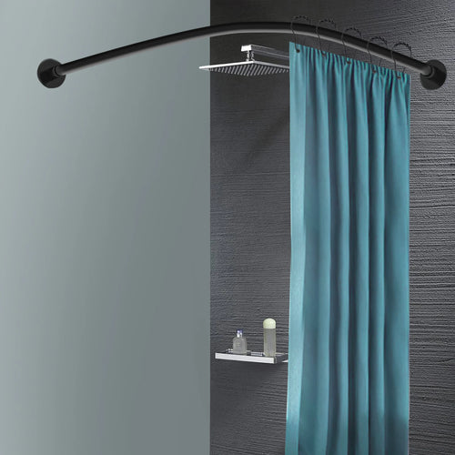 L-Shape Shower Curtain Rail,No Drilling Shower Rail Corner Bathtub Stainless Steel Telescopic Rod, Wardrobe Bathroom Shower Rod