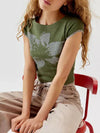 Women Summer Basic T-Shirt Casual Cute Floral Print Short Sleeve Tops Pullovers for Streetwear Aesthetic Grunge Clothes