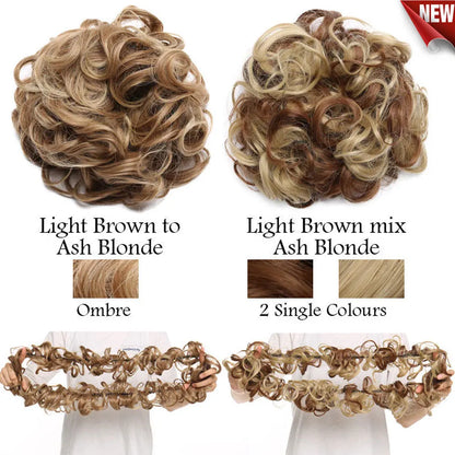 Long Messy Bun Hair Piece Curly Hair Extensions Hair Scrunchies Tousled Updo Hair Bun Hair Pieces Soft For Women Brown Black
