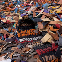 Leather Shag Collection Area Rug - 6' X 9', Multi, Hand-Knotted Modern Leather, Ideal For High Traffic Areas In Living Room,