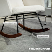 Homcom Boucle Rocking Chair with Headrest and Lumber Pillow Cream White