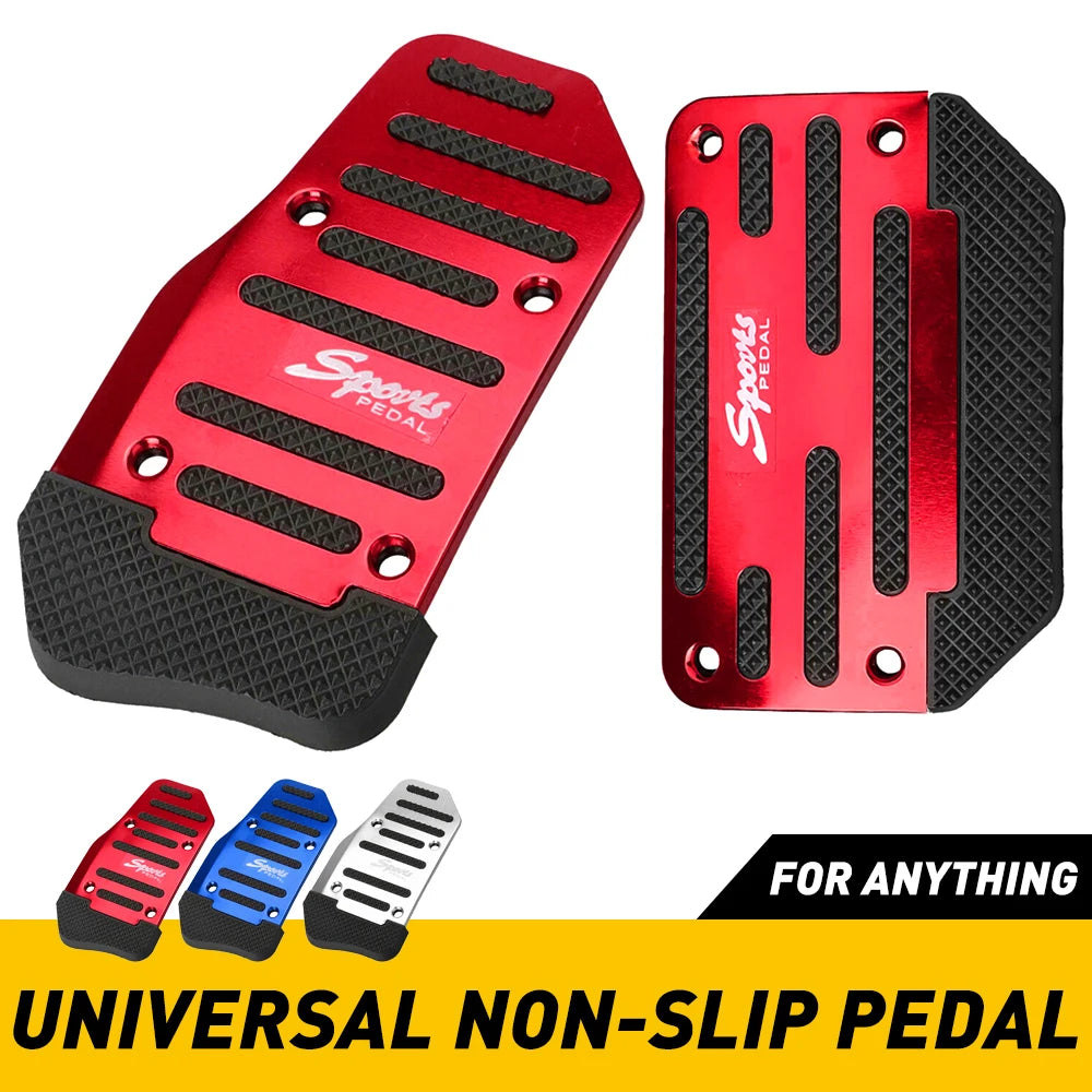 2Pcs Universal Car Foot Pedal Modified Brake Anti-Slip Aluminum Car Pedal Cover Set Kit Pedali Red/Blue/Silver Car Accessories