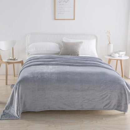 Flannel Nap Blankets Soft Plaid for Home Sofa 200x230 Plush Bedsheet Solid Color Summer Blanket Single Size