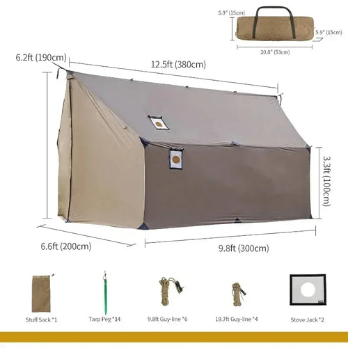 TEGIMEN Hammock Hot Tent with Stove Jack Spacious Versatile Wall Tent with Snow Skirt 3000mm Waterproof with Zippered Tent Bag