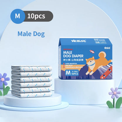 10pcs Dog Diapers Males Females Disposable Nappies Pants Physiological Underwear Adjustable Leakproof Breathable Safety Pants