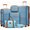 Kono 6-Piece Luggage Set, Lightweight ABS Hard Shell with TSA Lock, 20" 24" 28" Suitcases, Beauty Case, Duffel & Toiletry