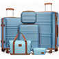 Kono 6-Piece Luggage Set, Lightweight ABS Hard Shell with TSA Lock, 20" 24" 28" Suitcases, Beauty Case, Duffel & Toiletry