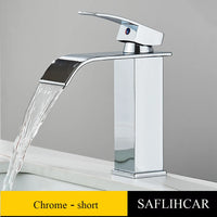 Bathroom Black Waterfall Basin Sink Faucet Brass Cold Hot Water Mixer Vanity Tap Deck Mounted Washbasin Tap