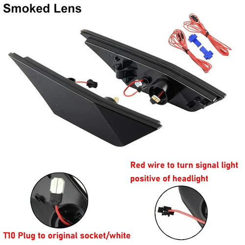 2Pcs For 10th Gen Honda Civic MK10 2016-2021 LED Amber Side Marker Indicator Repeater Light Turn Signal Lamp Blinkers White DRL