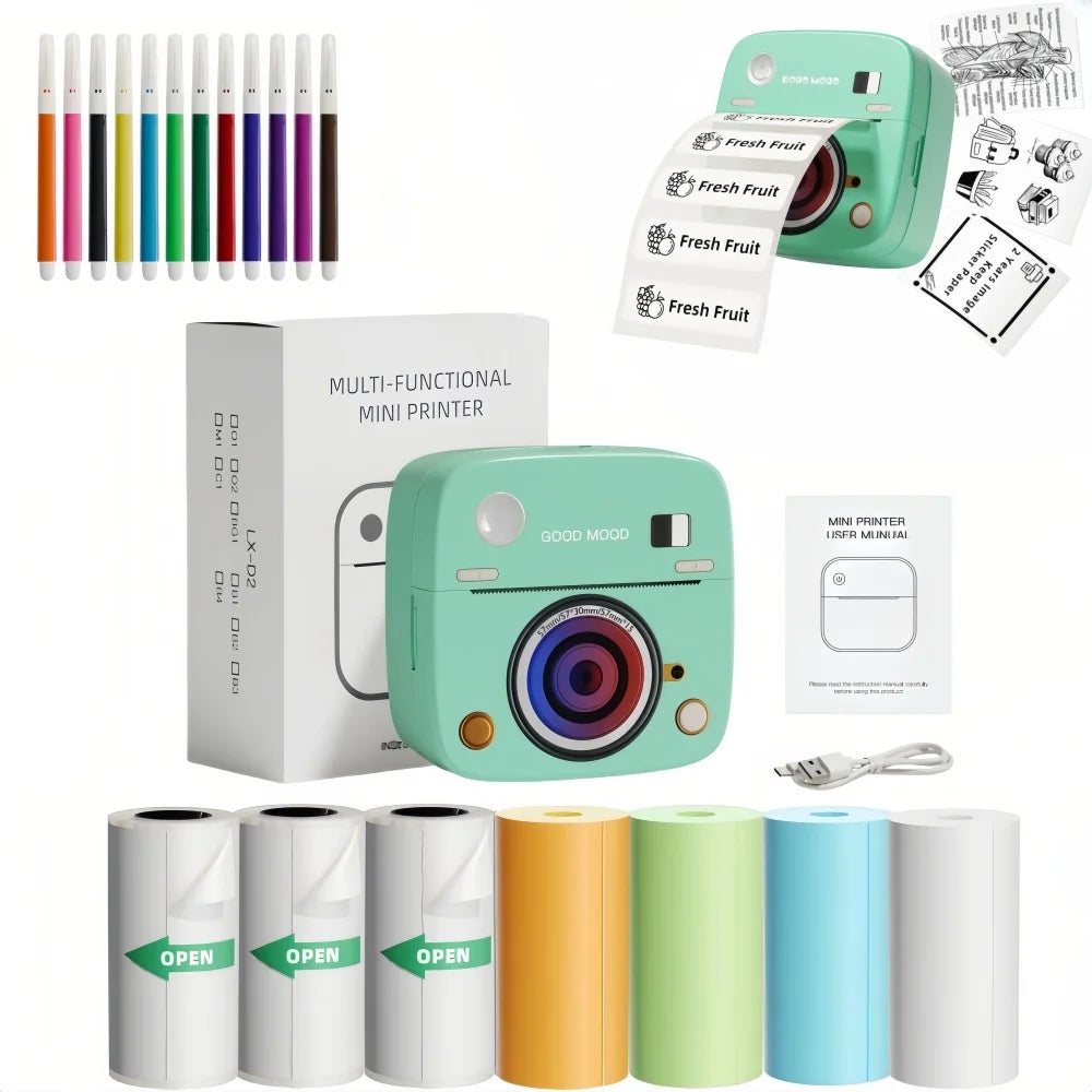 C1 Photo Mini Printer iOS Android Bluetooth Sticker Printers Label Maker Machine for Code Tag  Study Notes DIY Children Toys