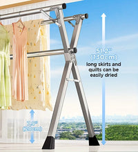 78.7 Inches Folding Outdoor Indoor, Drying Rack Clothing Collapsible, Foldable Laundry Drying Rack, Heavy Duty Stainless Steel