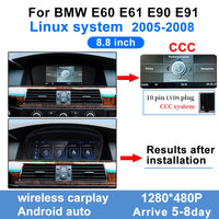8.8"Touch Screen Display For BMW 3/5 Series E60 E61 E90 E91 CCC CIC 2005-2012Wireless Carplay Android Auto Car Multimedia Player