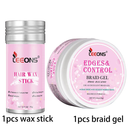 Edge Control Wax Stick and Braiding Gel for Women Strong Hold Edge Smoother Long Lasting Broken Hair Holder Wax Stick
