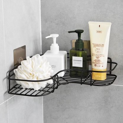 1/2PCS Bathroom Shelf Shower Wall Mount Shampoo Storage Holder With Suction Cup No Drilling Kitchen Storage Bathroom Accessories