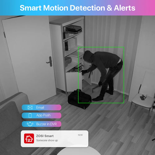 ZOSI 8CH 1080P CCTV Security Camera System with AI Human Vehicle Detection 5MP Lite H.265+ DVR 2MP Dome Surveillance Cameras