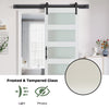 36"x84" Sliding Glass Barn Door and 6.6FT Hardware Kit Included, White Frosted Glass Barndoor with PVC Coated Surface