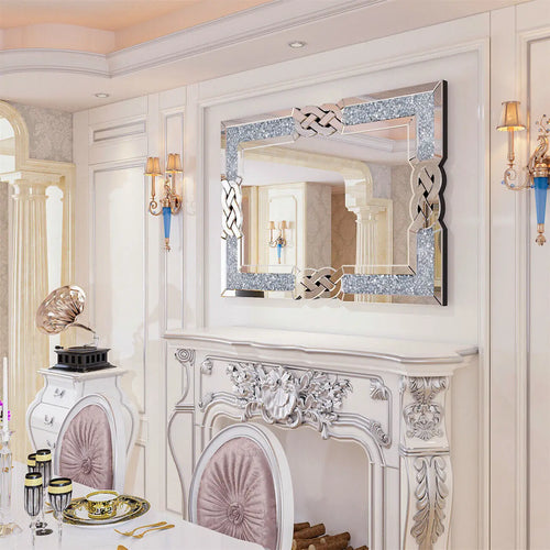 LUVODI Home Decor Mirror Explosion-proof Crystal Crush Diamond Mirror for Living/Bed/Dining/Bath Room