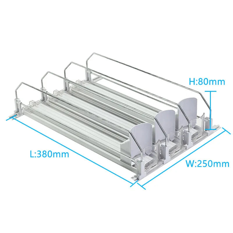 Canned Beverage Push Rack Drink Organizer Dispenser Spring Push Adjustable Storage Shelf E-shaped Glide Kitchen Fridge