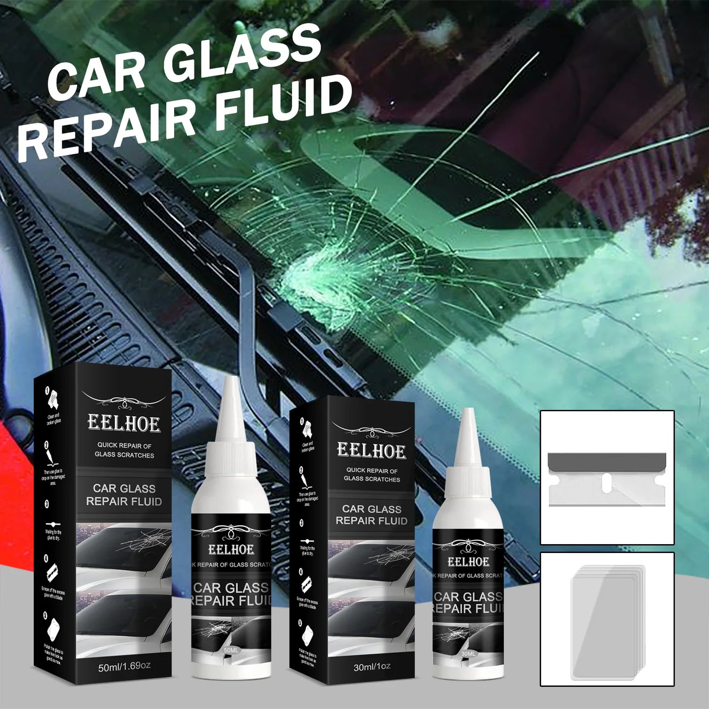 Windshield Repair Kit Crack Repair Fluid Car Window Repair Resin Windscreen Scratch Crack Restore Glass Curing Glue Accessories