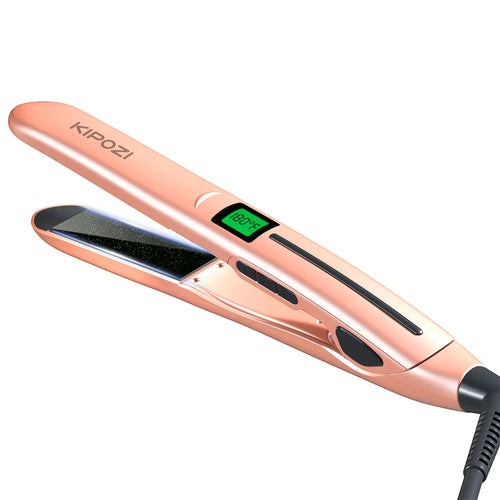 KIPOZI Professional Titanium Flat Iron Hair Straightener Digital LCD Display Dual Voltage Titanium Plates Salon & Home Use 2025