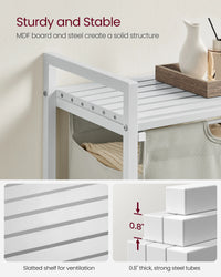 VASAGLE Laundry Hamper, Laundry Basket, Laundry Sorter with A Pull-Out and Removable Bag, Shelf, Metal Frame, 17.2 Gallons