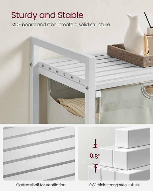 VASAGLE Laundry Hamper, Laundry Basket, Laundry Sorter with A Pull-Out and Removable Bag, Shelf, Metal Frame, 17.2 Gallons