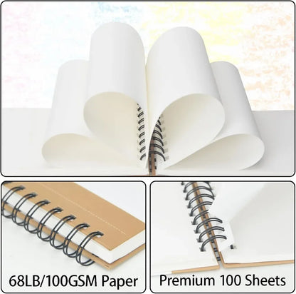 5.5" x 8.5" Sketchbook, Top Spiral Bound Sketchbook, 100 sheets of 68lb/100gsm drawing paper each, 2 packs