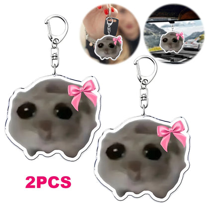 Funny Pendant Keyring I Am Just A Girl Popular Meme Key Chain Cute Meme Crying Hamster Gift for Friends Women