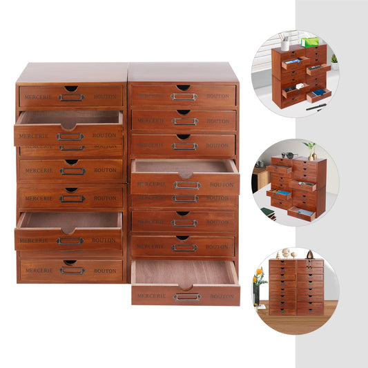 Vintage Large Wooden Jewelry Box Women Gift Storage Case Organizer Stand Brown ﻿