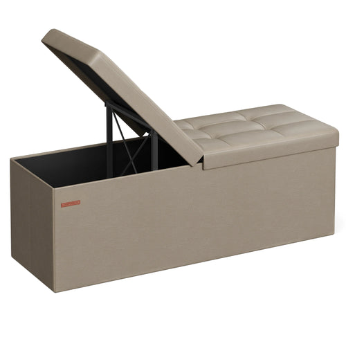 SONGMICS Storage Ottoman, 35 Gal., Storage Chest, Folding Footrest Bench, 660 lb Load Capacity, Synthetic Leather