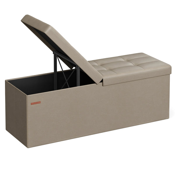 SONGMICS Storage Ottoman, 35 Gal., Storage Chest, Folding Footrest Bench, 660 lb Load Capacity, Synthetic Leather