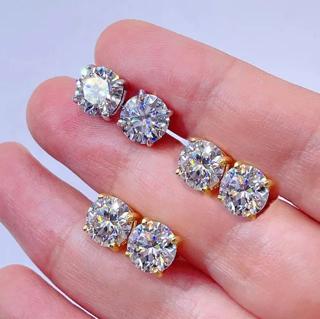 CUC 3-14MM AAAA Zircon Stud Earrings Screw/Push Back For Women Men Fashion Trend Wedding Jewelry Party Love Gift