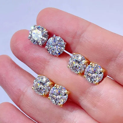 CUC 3-14MM AAAA Zircon Stud Earrings Screw/Push Back For Women Men Fashion Trend Wedding Jewelry Party Love Gift