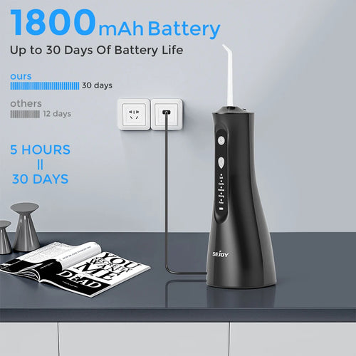 Sejoy WF401 Oral Irrigator Dental Water Flosser Teeth Whitening Waterproof Portable Dental Water Jet Floss 300ML Teeth Cleaner