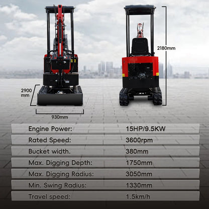 1 Ton Mini Excavator Agricultural Hydraulic Small Excavators 1000 kg with Crawler Digger Door to Door Delivery