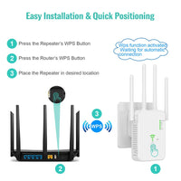 WiFi Repeater 1200Mbps - Dual Band Signal Booster & Range Extender