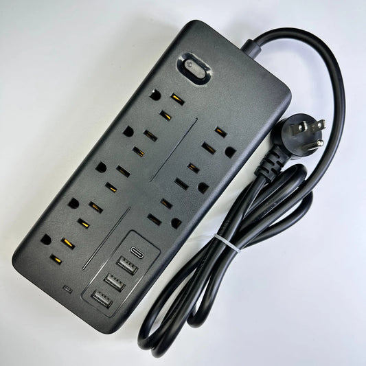 US Outlets 12 in 1 Power Strip Multitap Socket with Master Control Switch AC Extension Cord Electrical Socket with USB Type C