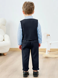 Toddler Baby Boy Suit Formal Wedding Outfits Gentleman Clothes Long Sleeve Shirt + Suspender Pants + Bowtie 1-5T