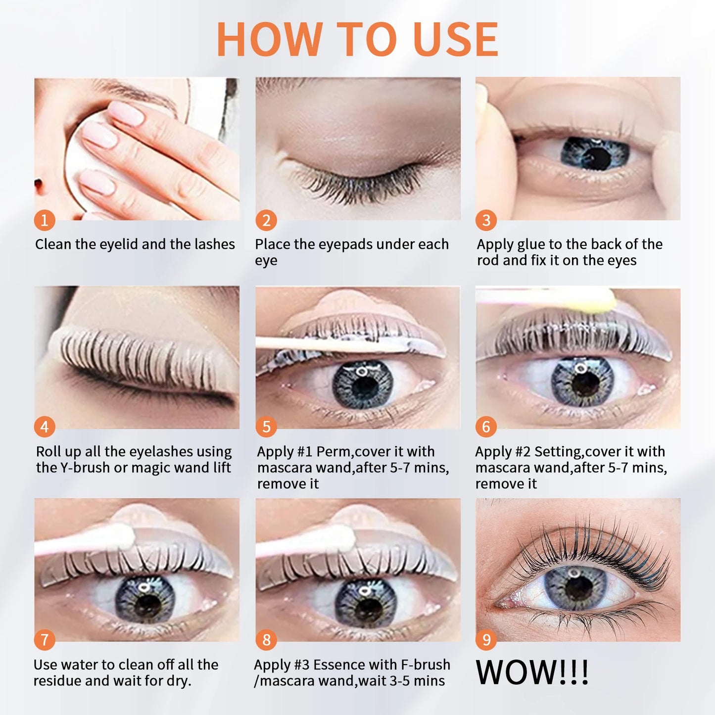 Lomansa Korean 10 Pcs/Lot 5-8 Mins Lash Lift Eyelash Perm Kit Sachet Number #1#2#3 Setting Lotion Curling Perming Makeup Tool
