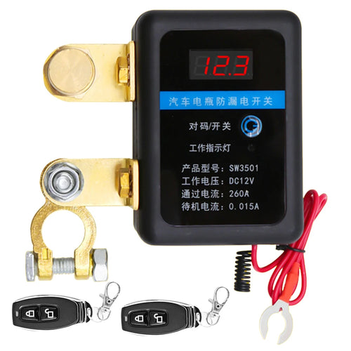 DC 12V Automatic Power Shut Off Switch Remote Battery Disconnect Switch 260A Leakage Protection Device for Auto Truck Trailer RV