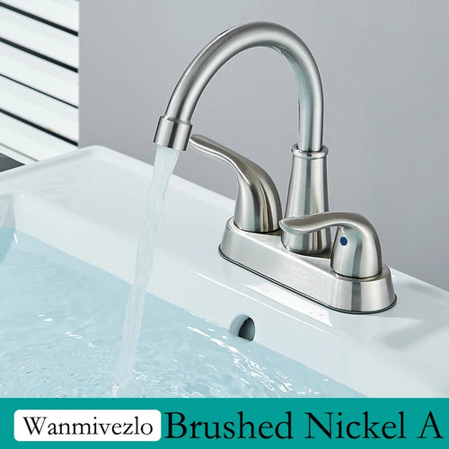 Wanmivezlo Integrated Basin Brass Sink Faucet With Double Handle Hot And Cold Water Deck Installation Wash Basin Faucet