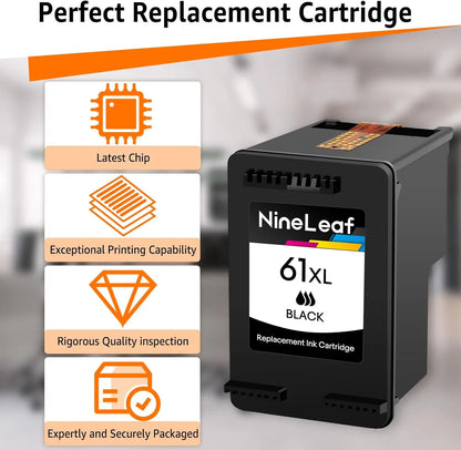 NineLeaf High Yield Ink Compatible for HP 61XL 61 XL CH563W CH564W Ink Cartridge use with Envy 4500 5530 Officejet Printer