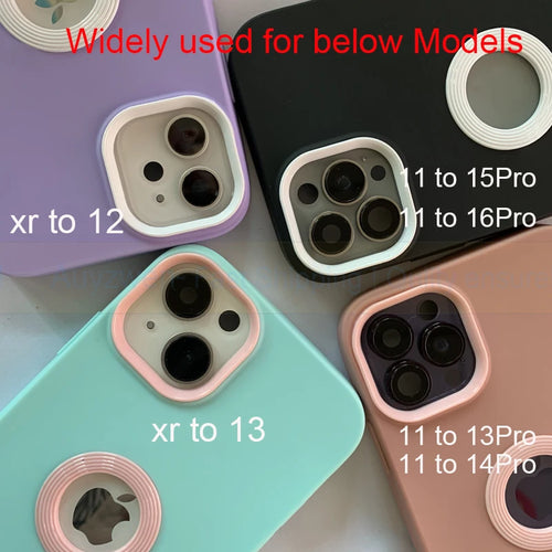 DIY Luxury Soft Silicone Logo Hole Phone Case For iPhone XR like 12,13 Candy Color Cover for iPhone 11 to 13Pro 14 15 16 Pro