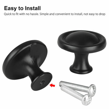 10Pcs Black Cabinet Door Pull Knobs Kitchen Cupboard Drawer Handle Hardware Round High Quality  Aluminum Alloy Handles