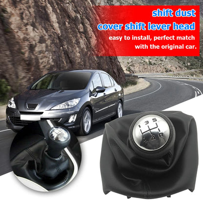 For Peugeot 307 207 206 Citroen C3-C5 5-Speed Gear Shift Knob With Collars Gear Shift Lever Dust Anti-dust Cover Interior Parts